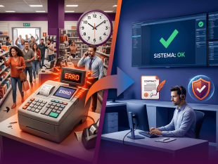Impressora fiscal com alerta de erro — prejuízo e suporte de TI contratado