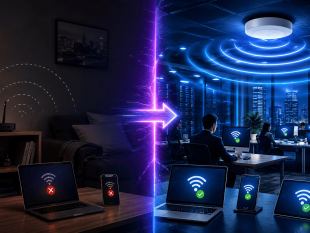 Comparação entre Wi-Fi corporativo e residencial — infraestrutura de rede para empresas